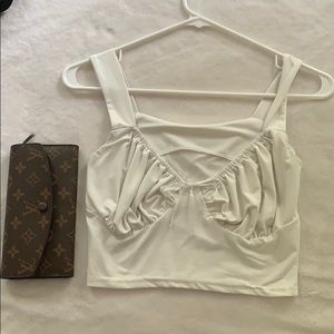 White trendy crop top